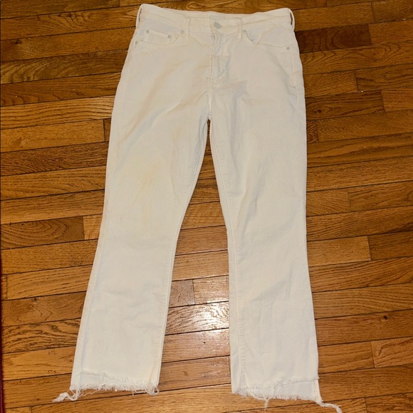 RARE! MOTHER sz 27 “Chalk” CORDUROY INSIDER CROP STEP FRAY pants - Picture 3 of 8
